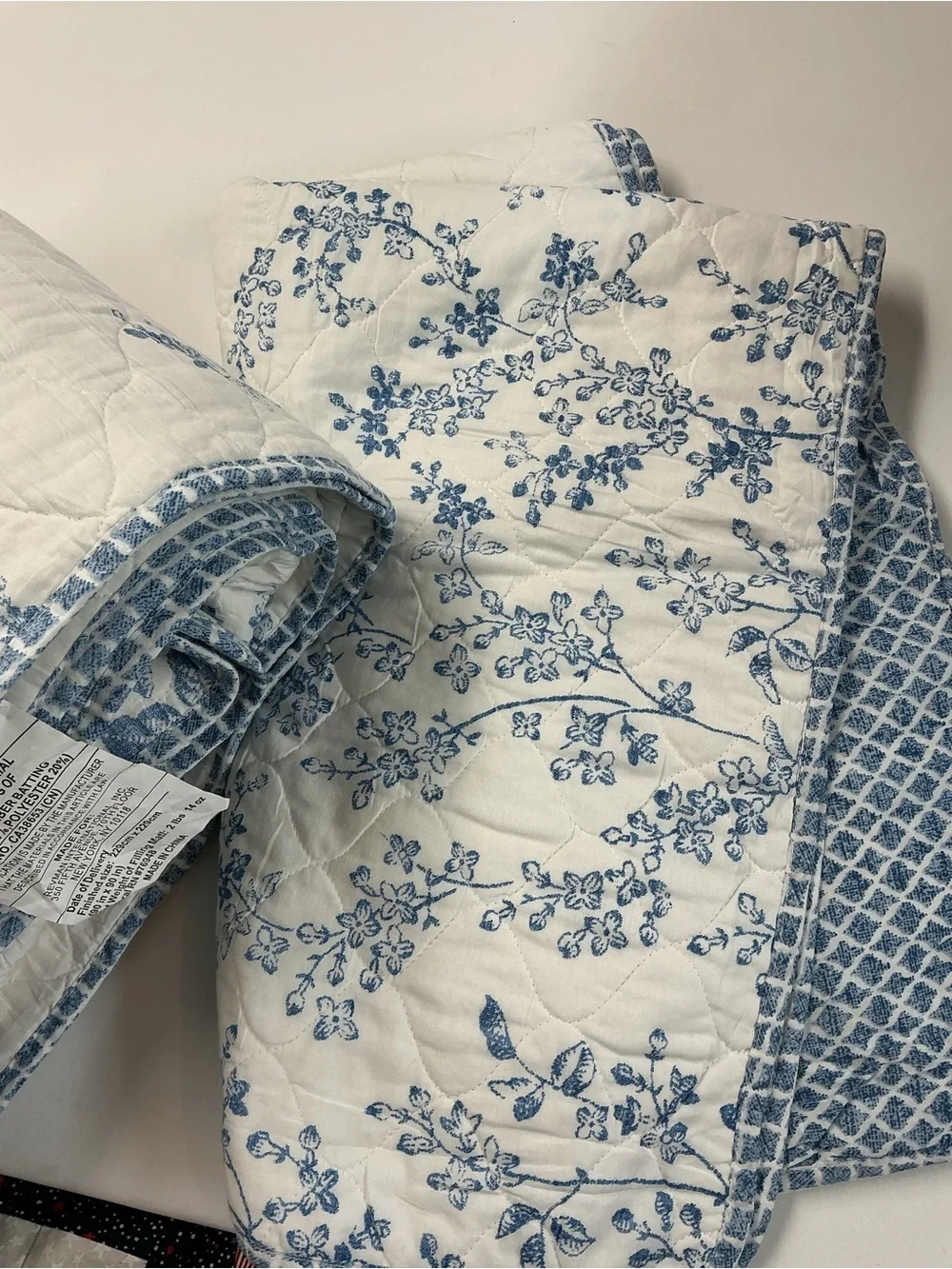 Laura Ashley 3 pieces set Blue Floral Quilted Comforter